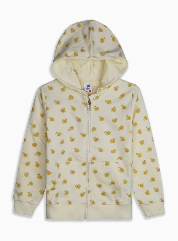 Girls Fleece Full Zipper Sweatshirt - Yellow