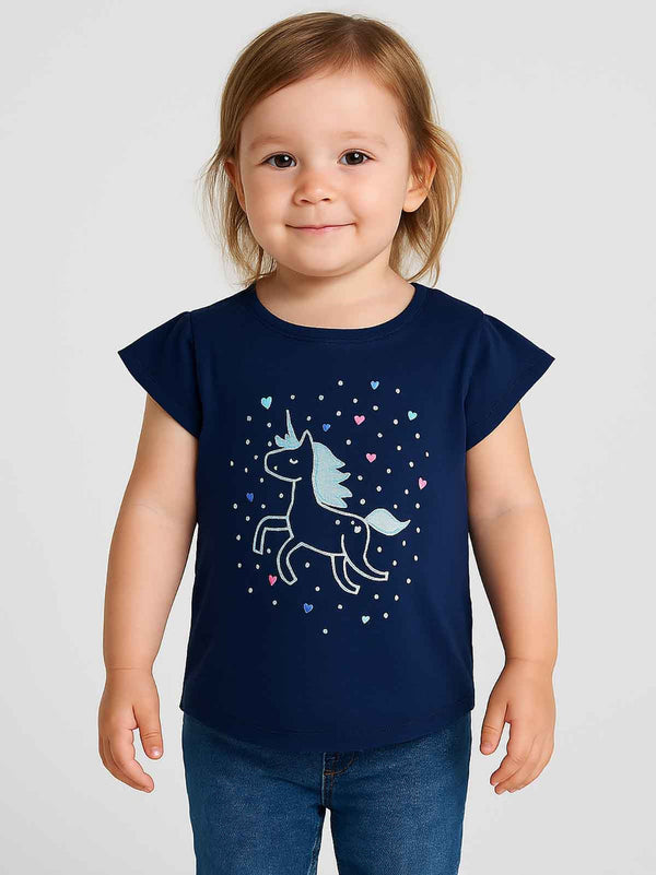 Baby Girls Glitter unicorn Printed T Shirt