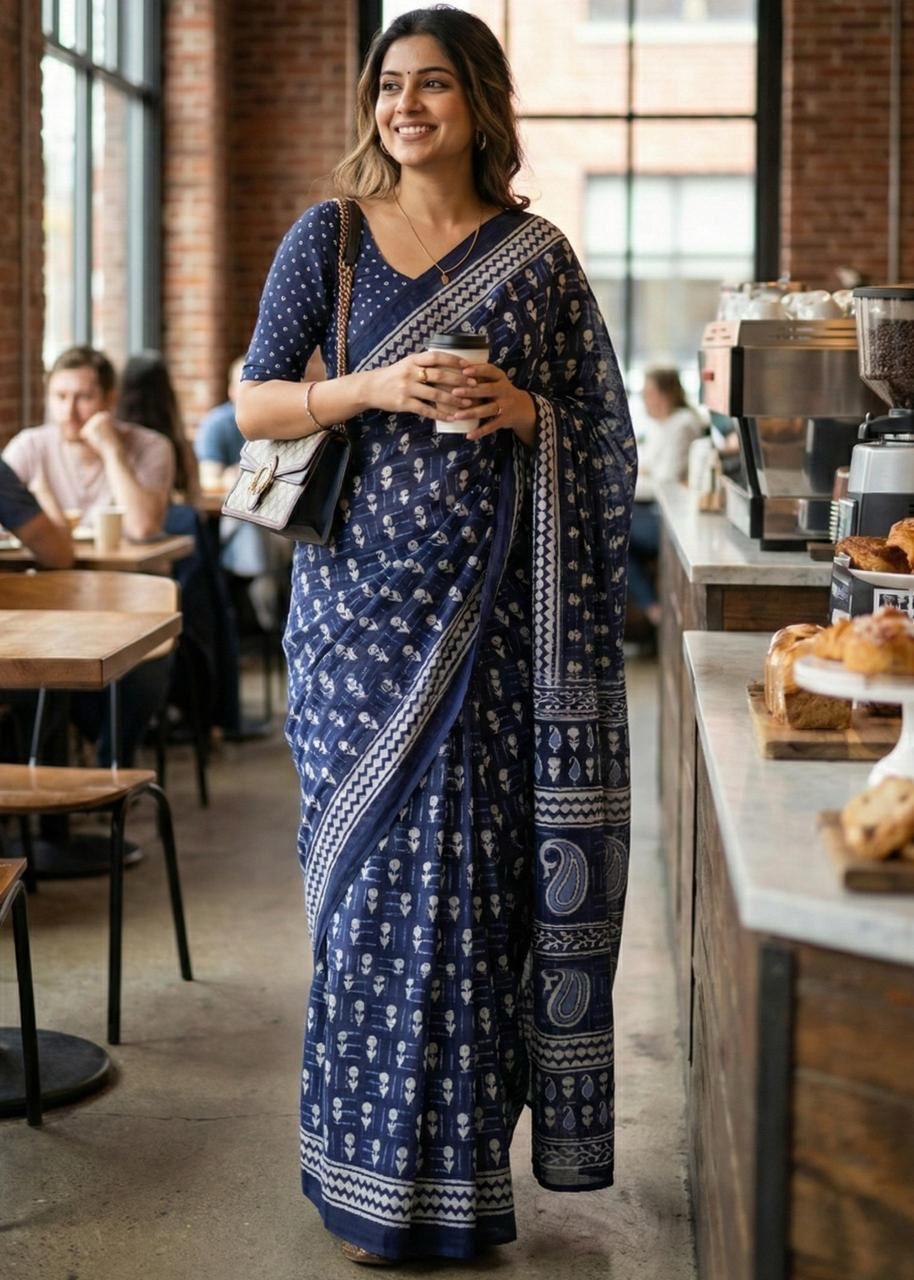 Elegant Mul cotton saree Indego