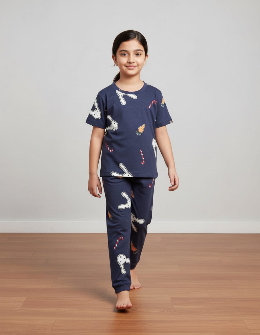 Fine print cool cotton set - Midnight rabbit
