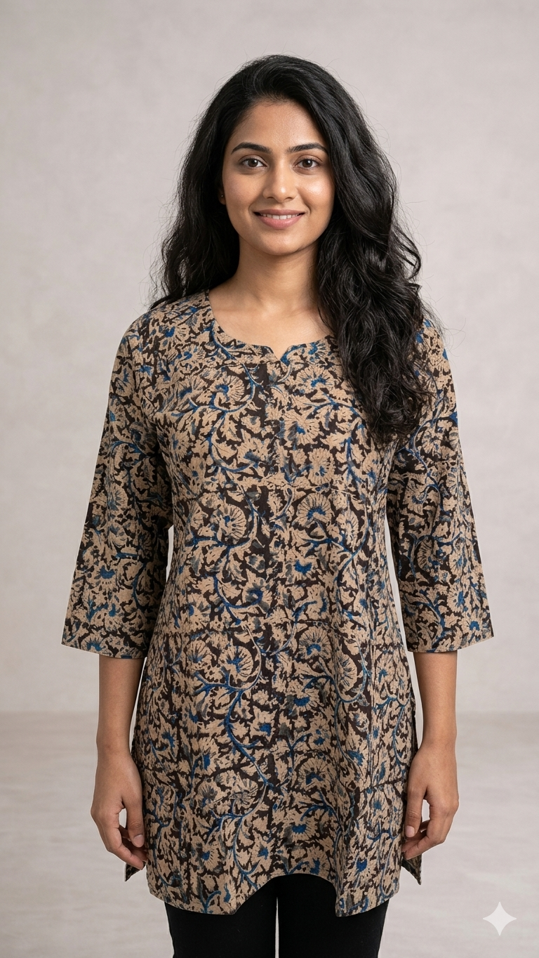 Kalamkari Tunics - Black floral