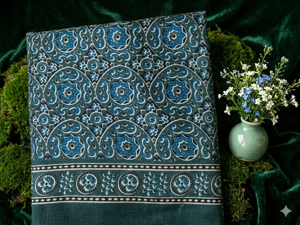 Printed Art silk saree with attached blouse
