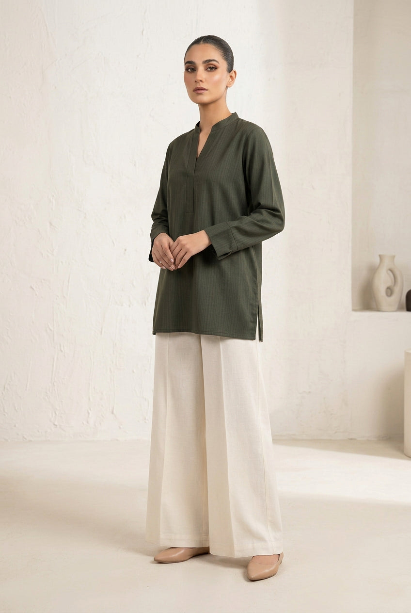 Dark Olive Pinstripe Tunic