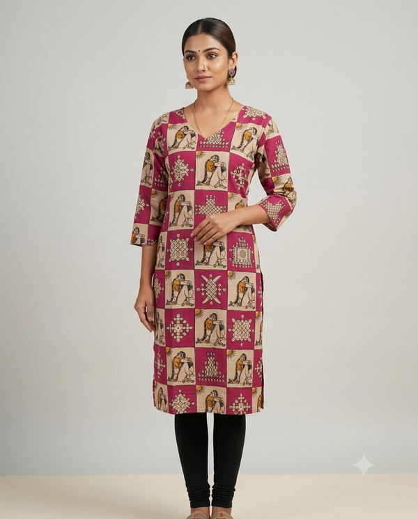 Pink beauty - Kalamkari Cotton Kurti