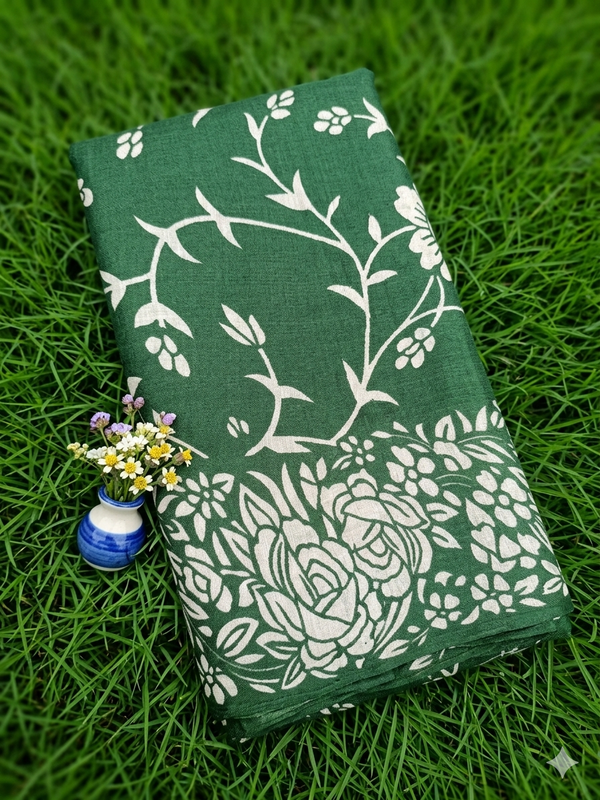 Printed Art silk saree with attached blouse