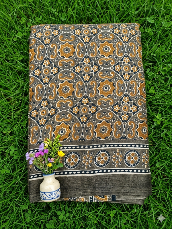 Printed Art silk saree with attached blouse
