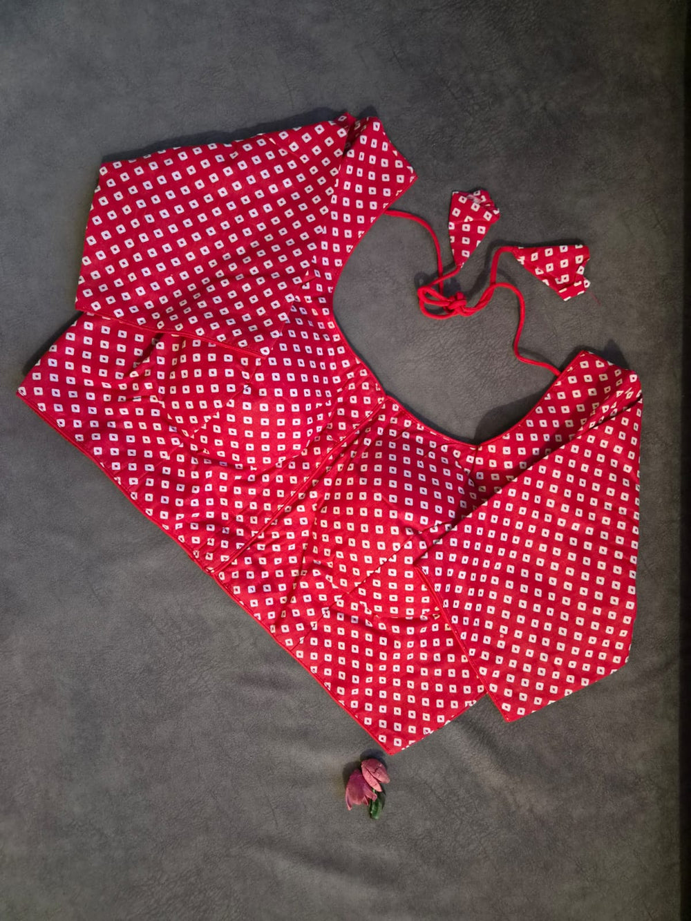 Pure Cotton Printed Readymade Blouse - Red