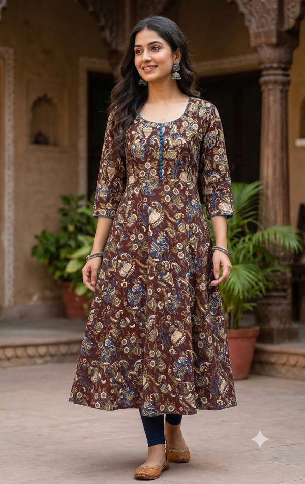 Maroon Pure Kalamkari Anarkali