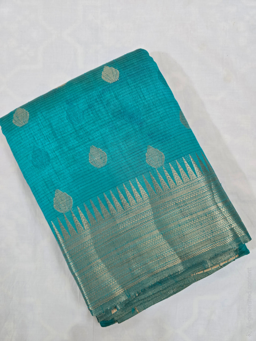 Turquoise Blue Semi Silk Saree featuring Silver Zari Weaving & Rich Zari Pallu