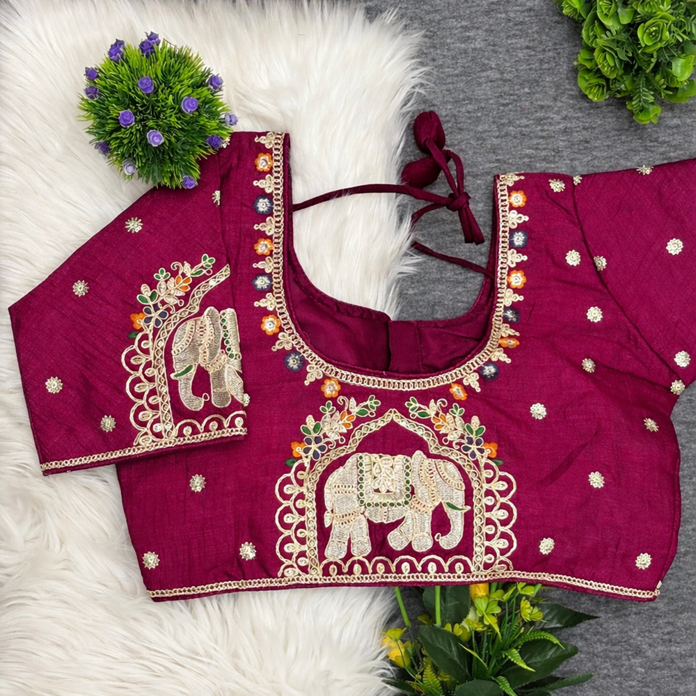 Designer readymade blouse - Dark Pink
