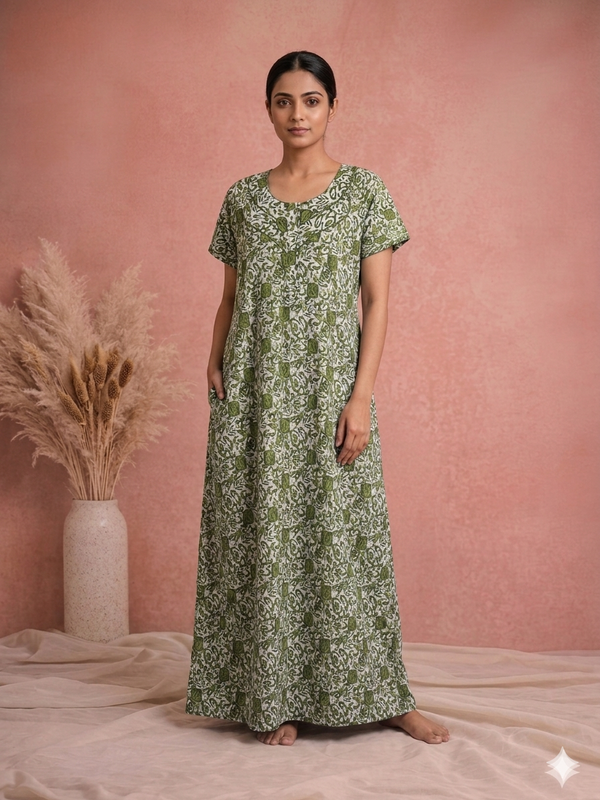 Meenu's Lotus Nighties - Mehandi green - XL