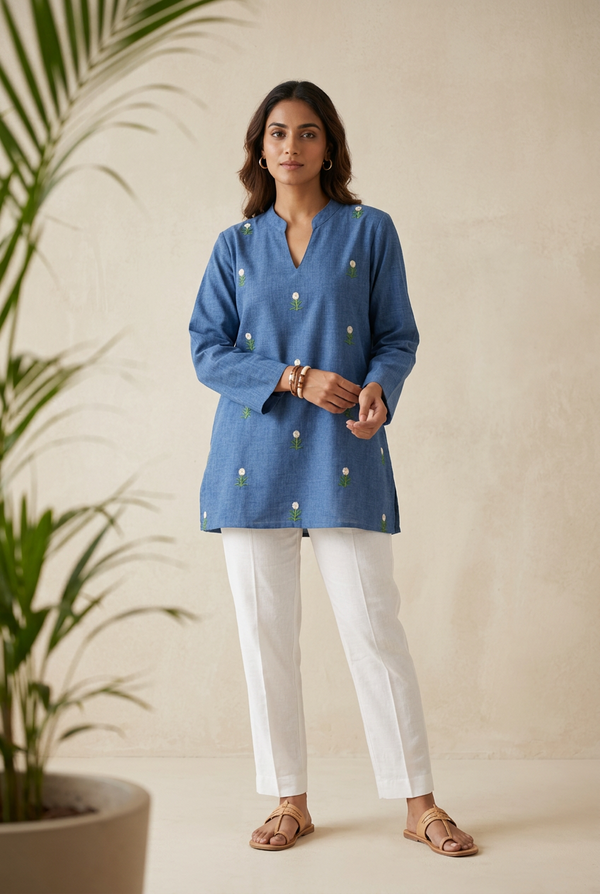 Blue Jute embroidered Tunics