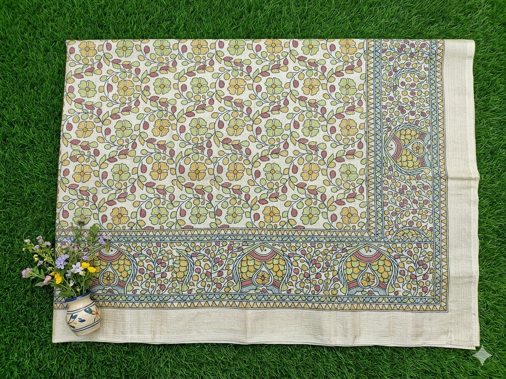 Printed Art silk saree with attached blouse
