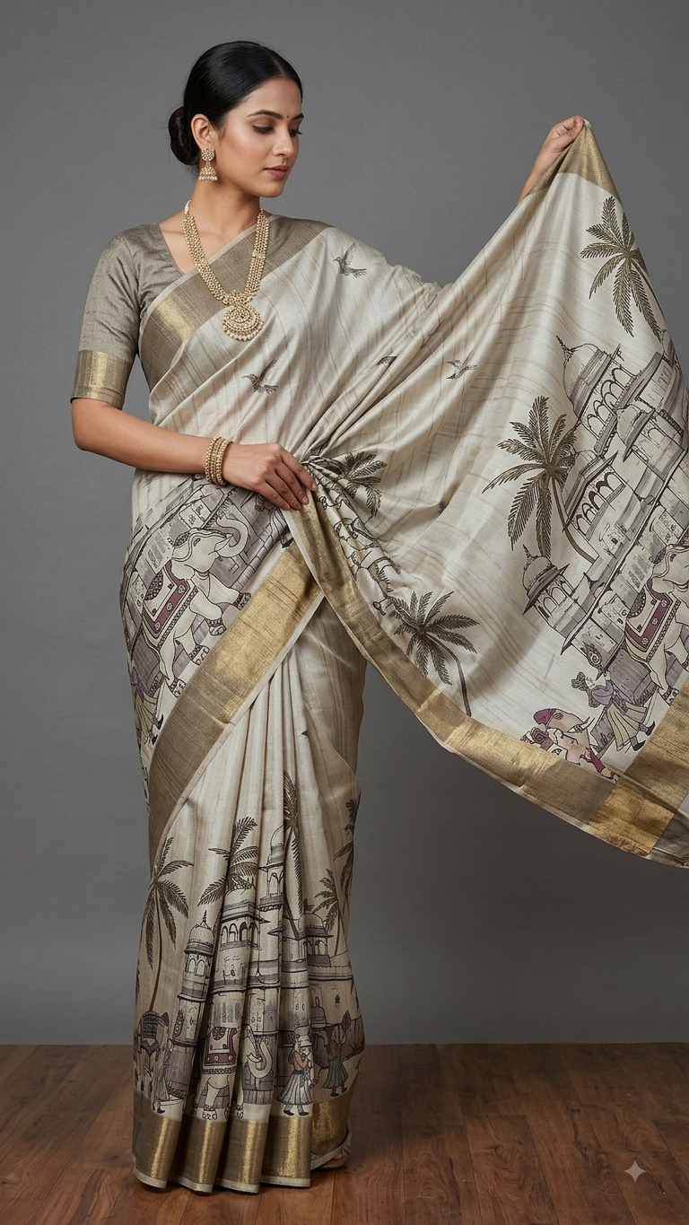 Royal Procession Semi Tussar Silk Saree