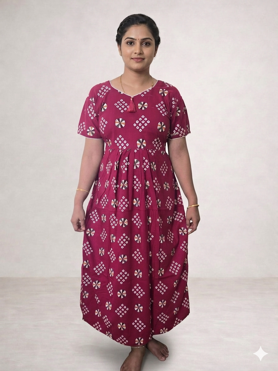 Shanthi printed Frock model cotton Nighty