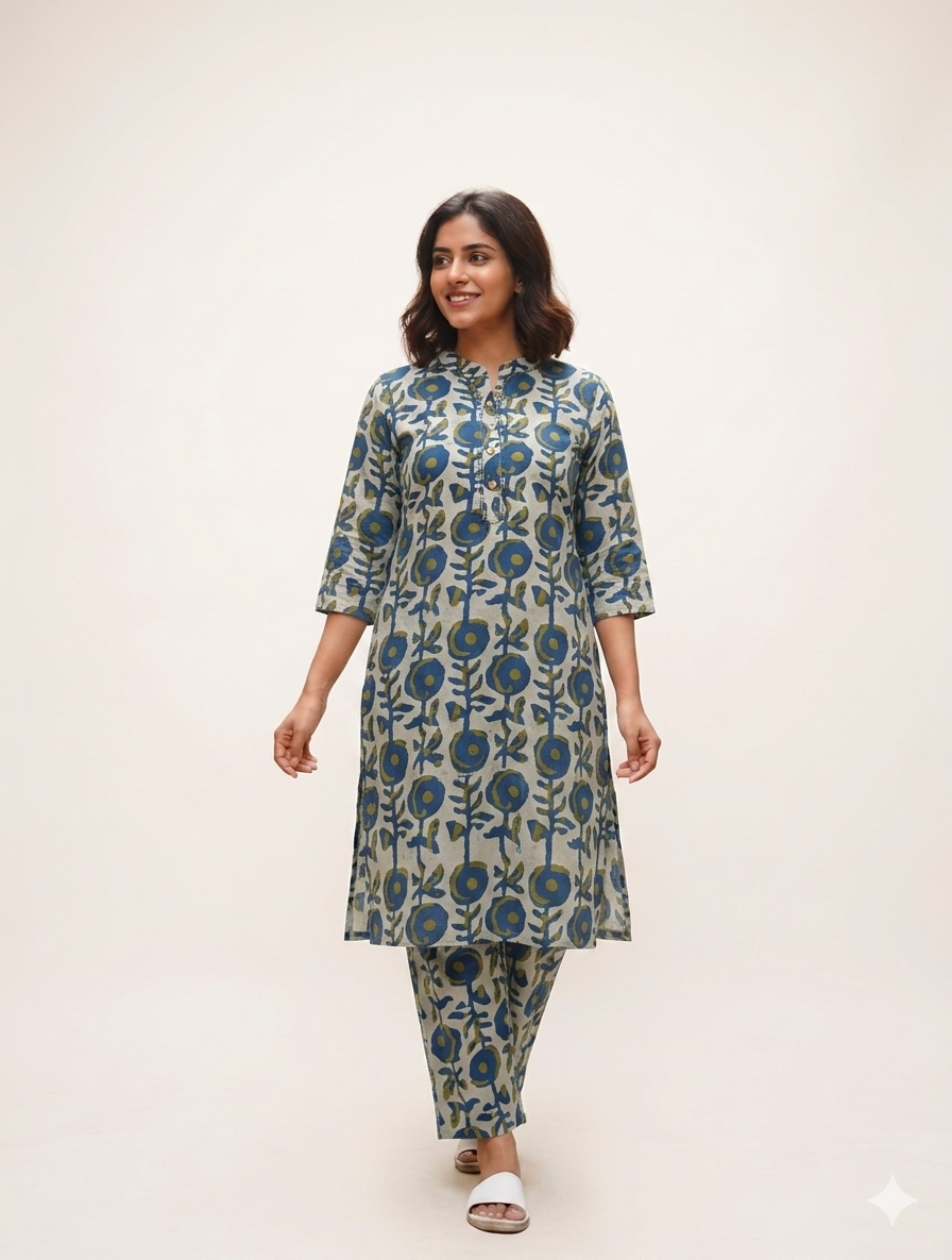 Jaipur Cotton Co-ord Set - Blue