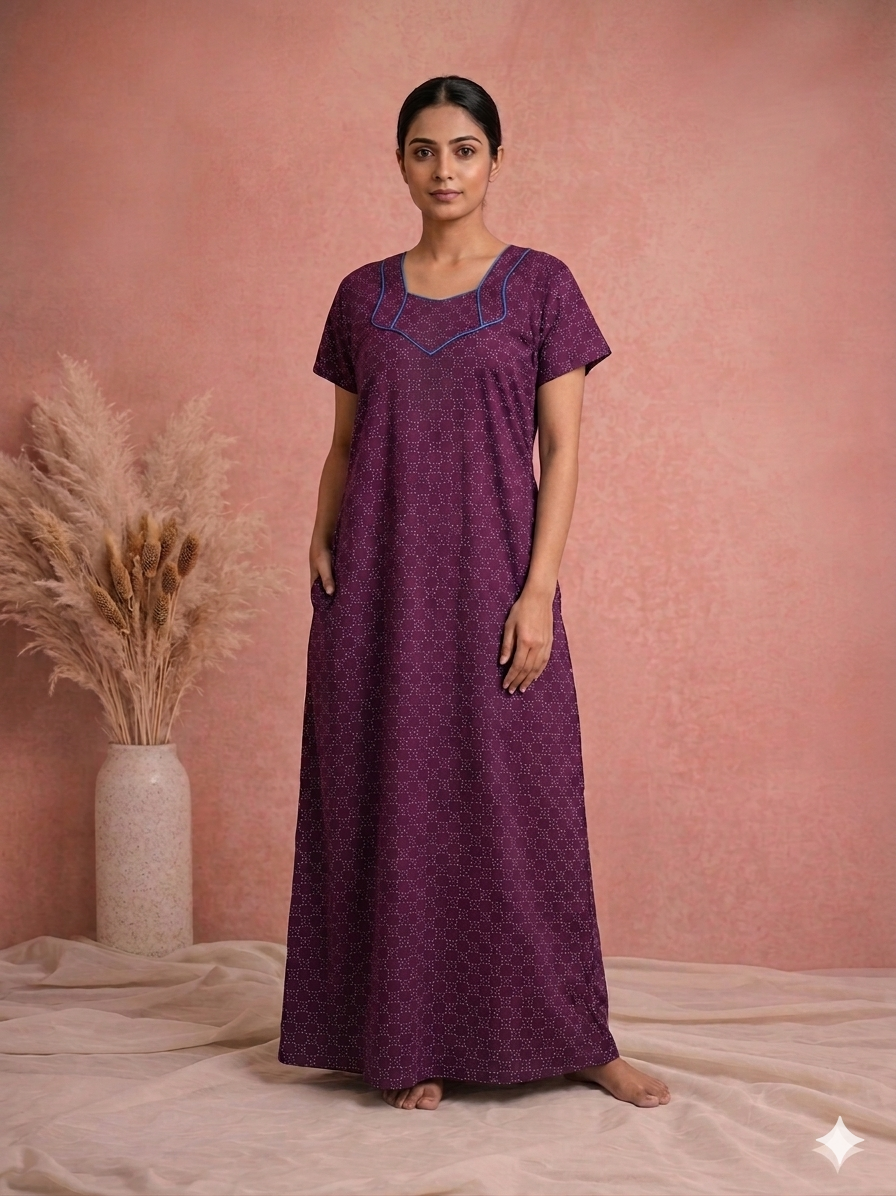 Meenu's Cotton nighty Purple XL
