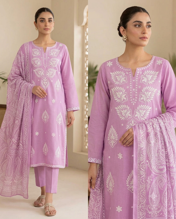 Lavender Pink embroidered salwar set