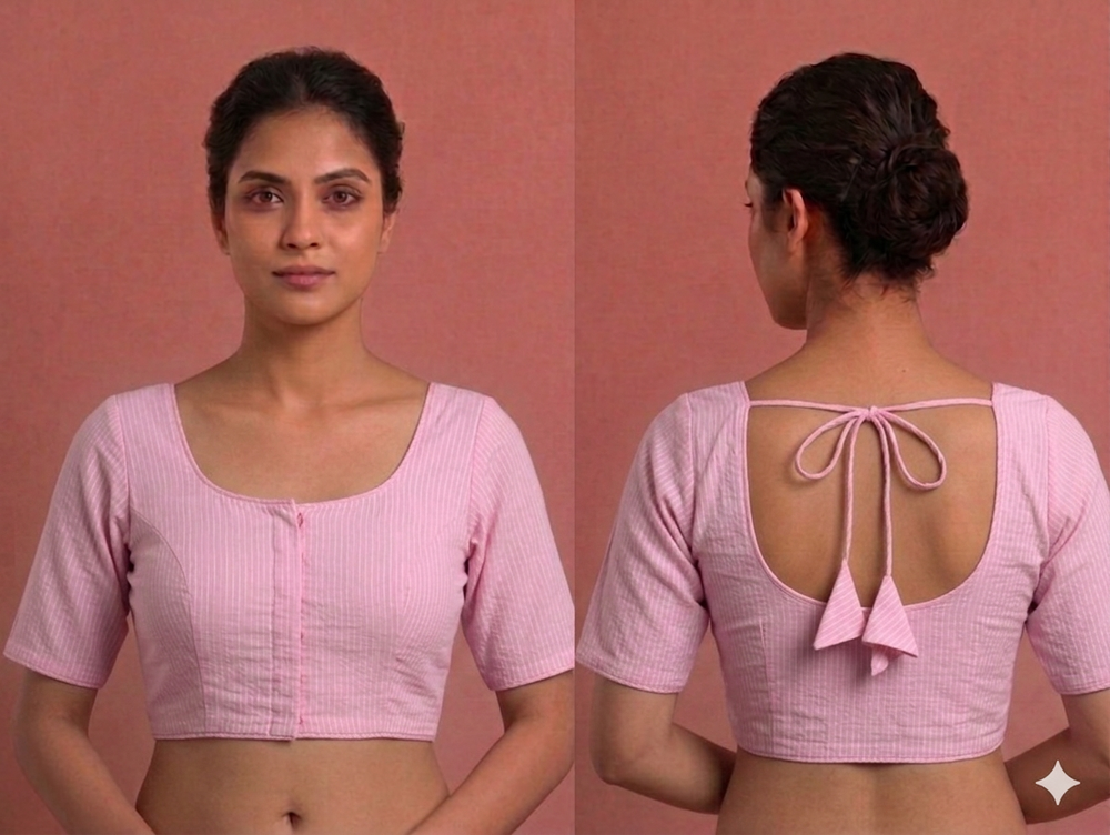 Princess cut Readymade blouse - Liling cotton Light Pink