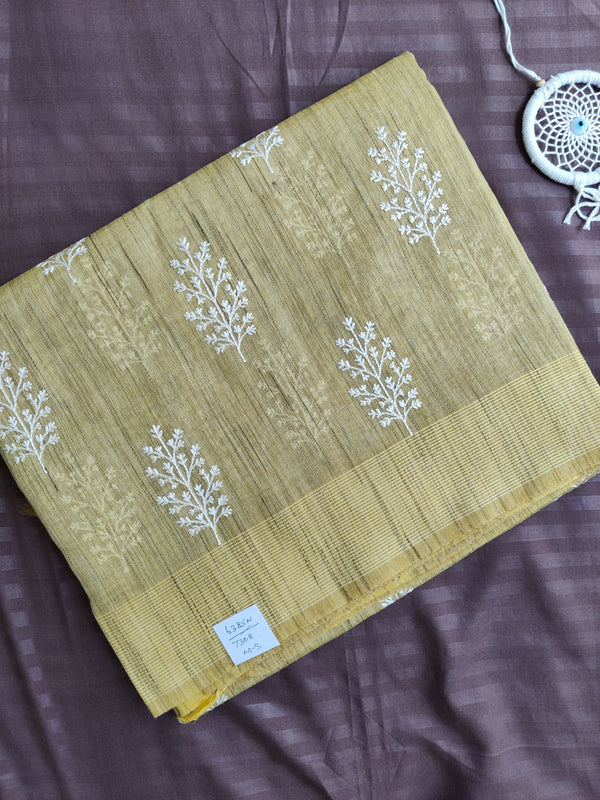 Linen Slub With Applique Work Pista Green