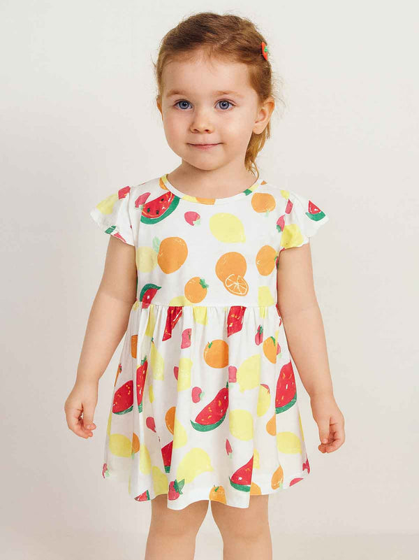 Baby Girl Printed Yellow AOP Dress