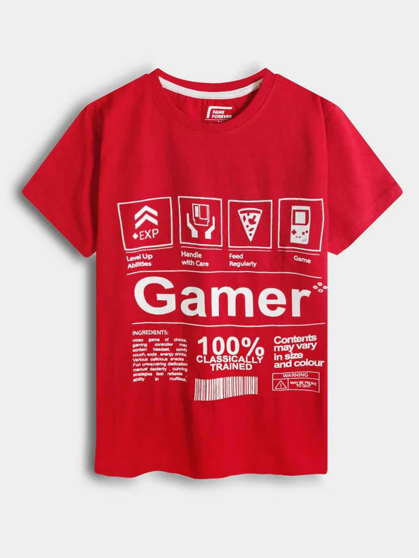 Boys Printed Gamer T Shirt Red