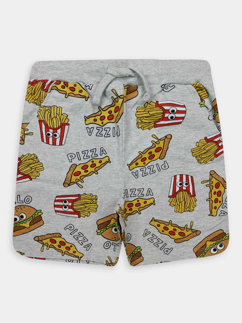 Boys French Terry Grey Shorts - Burger Print
