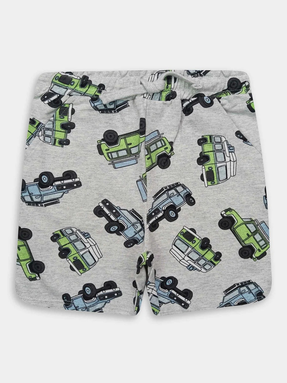 Boys French Terry Grey Shorts - Truck Print
