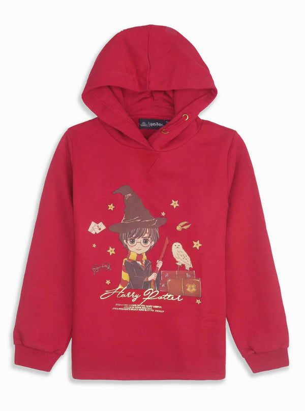 Girls Hooded Pullover Sweatshirt - Harry Potter / Pink