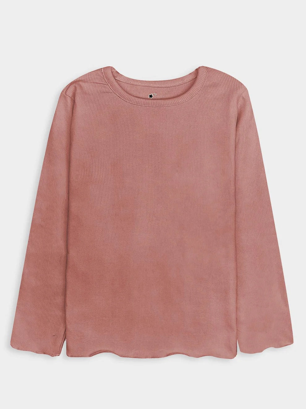 Girls Long Sleeve Ribbed T-Shirt– Dusty Rose