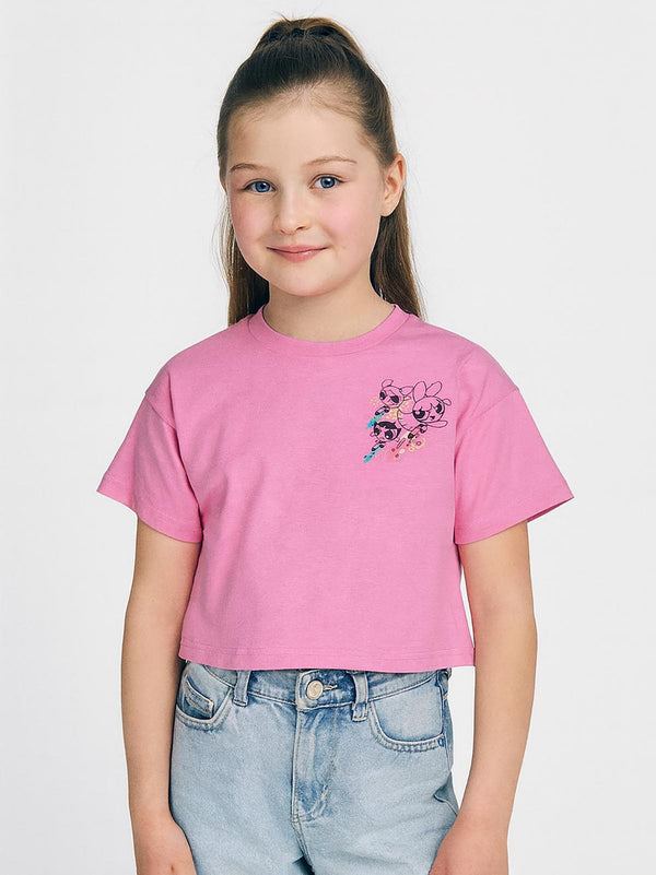Girls Printed Crop Top Poeepuff - Pink