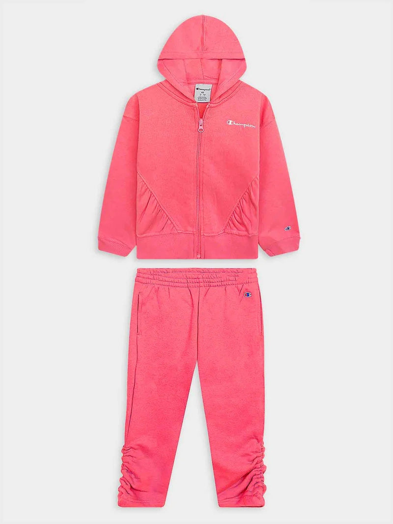 Girls Fullzipper Hooded Coral Jogging Set