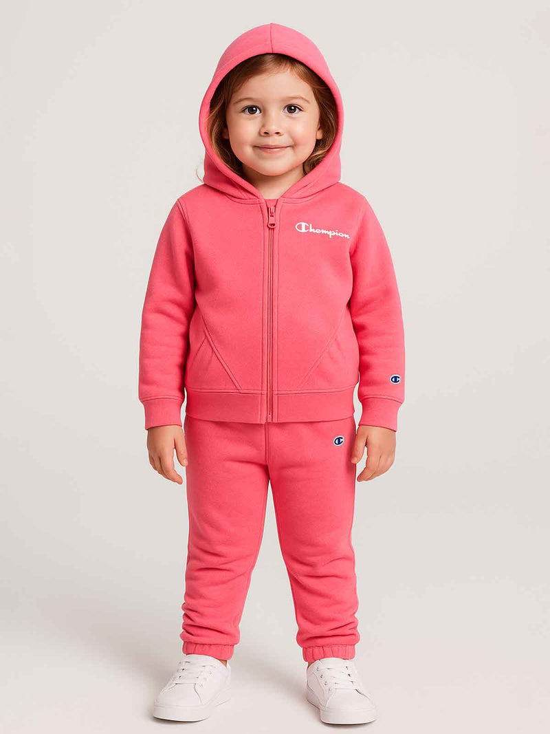Girls Fullzipper Hooded Coral Jogging Set