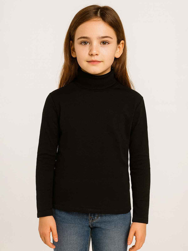 Girls Turtle Neck Black Top
