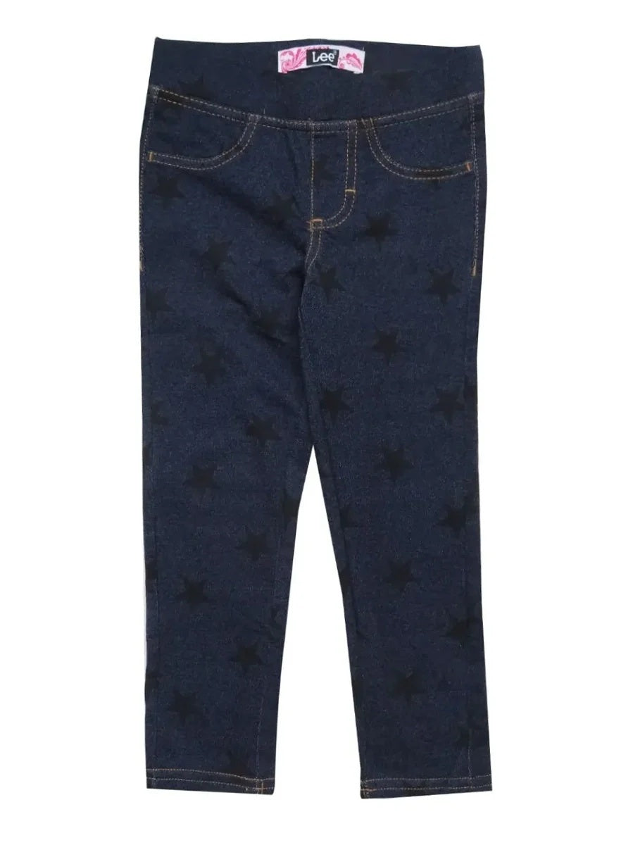 Girls Navy Denim Jeggings