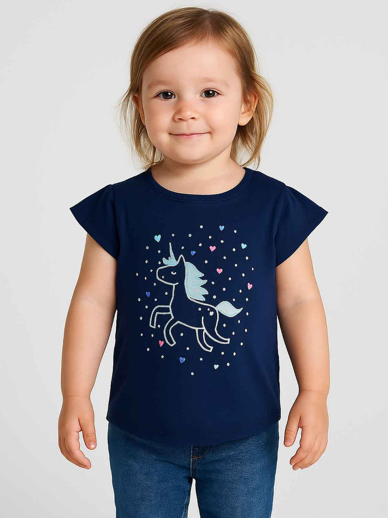 Baby Girls Glitter unicorn Printed T Shirt