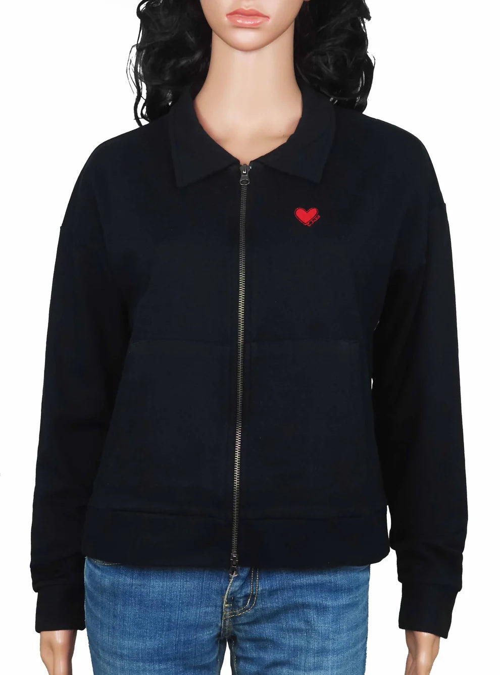 LadiesFullZipperBlackCardigan3