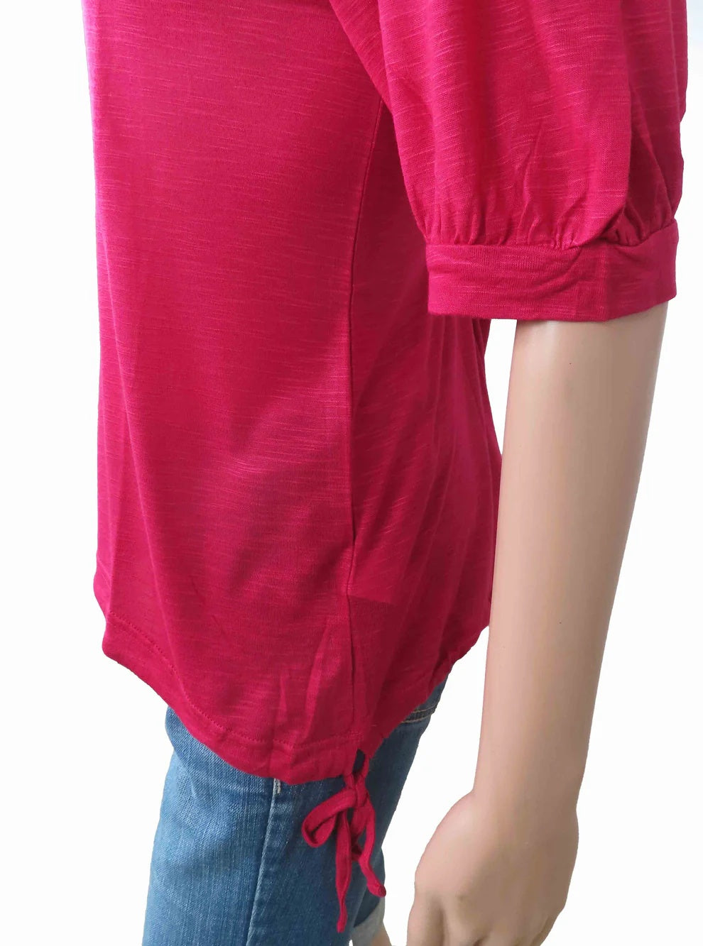 Women's Berry Pink Puff Sleeve Knit Top