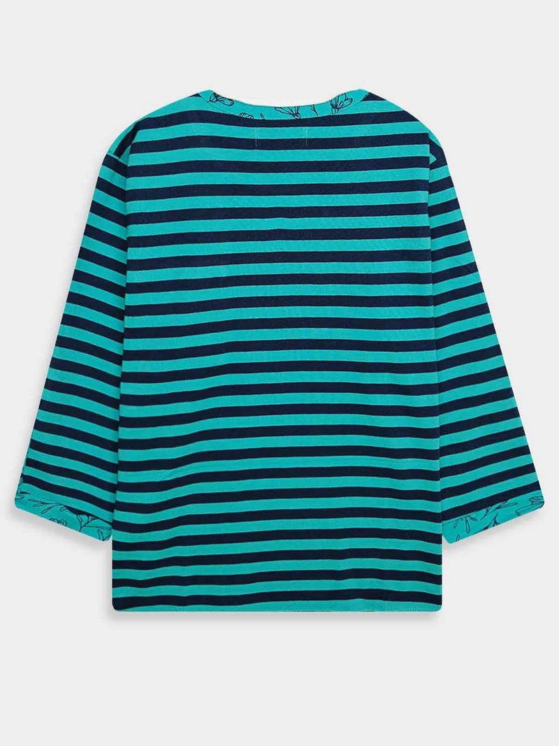 Ladies 3/4th Sleeve Green Printed Top