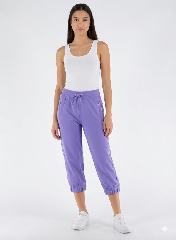 Ladies French Terry Lilac Capri Jogger