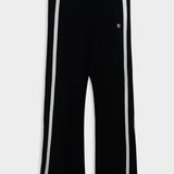 Black pants with white stripes on a white background