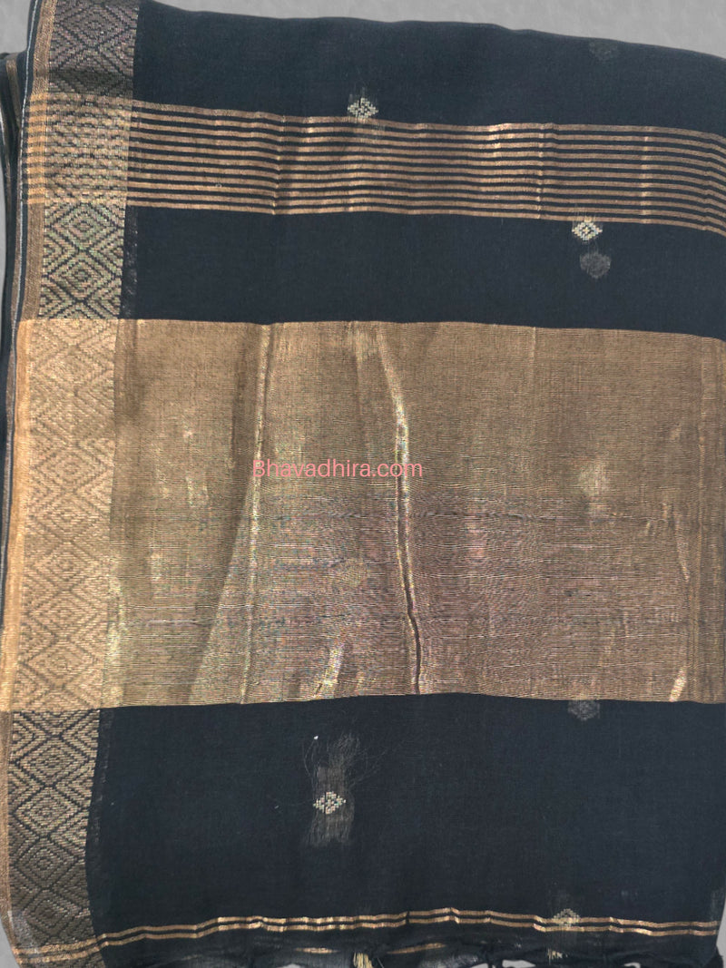 Khadhi Cotton Sarees Black
