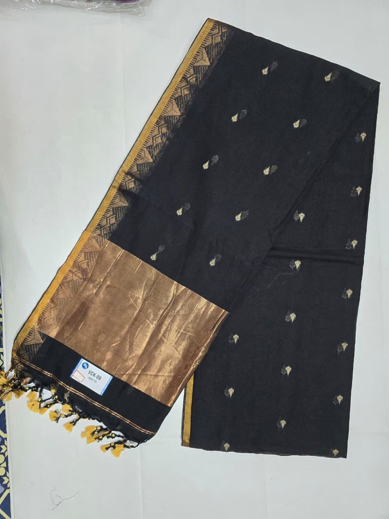 Khadhi Cotton Sarees Black