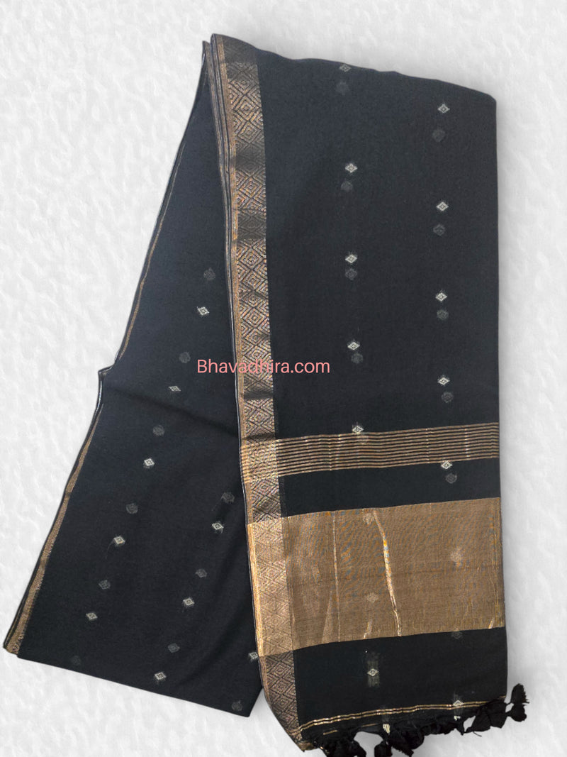 Khadhi Cotton Sarees Black