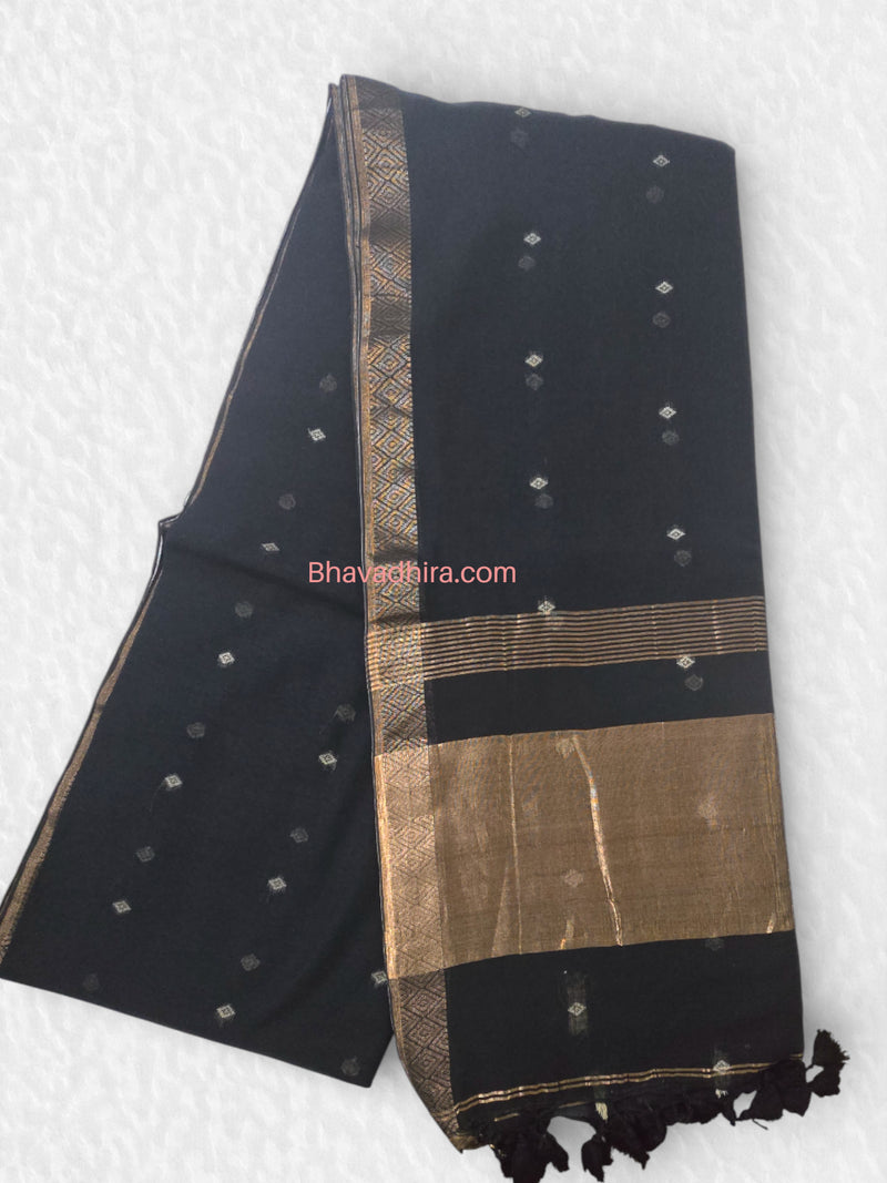 Khadhi Cotton Sarees Black