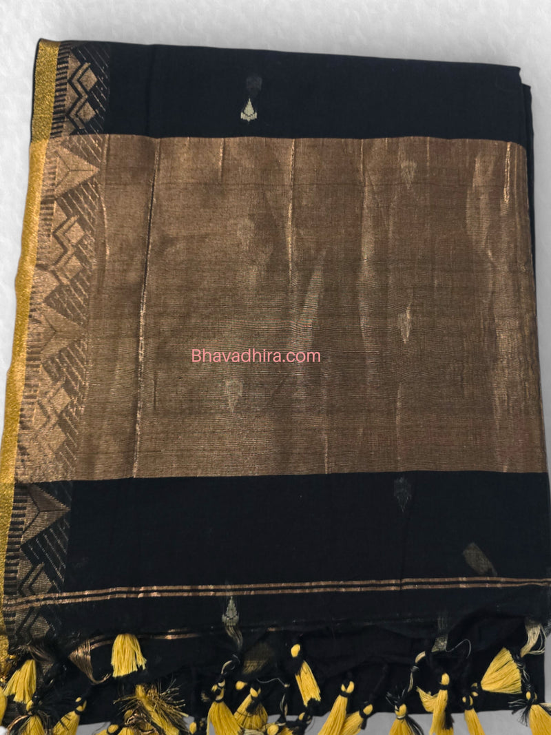 Khadhi Cotton Sarees Black