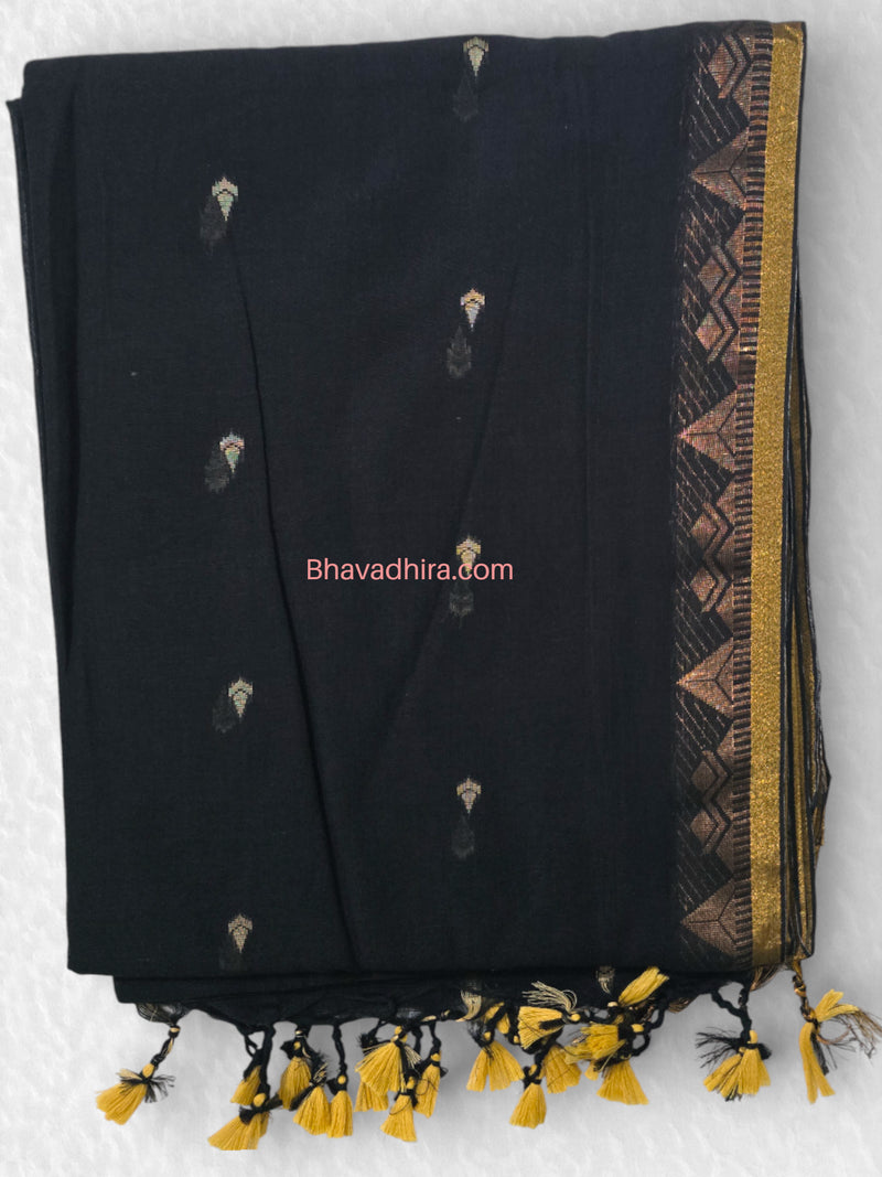 Khadhi Cotton Sarees Black