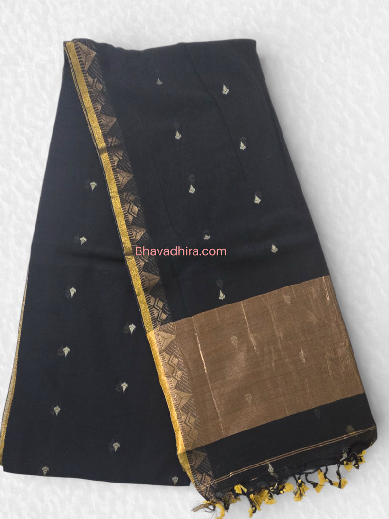 Khadhi Cotton Sarees Black