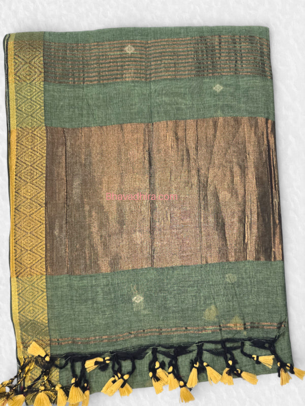 Khadhi Cotton Sarees Lite Green