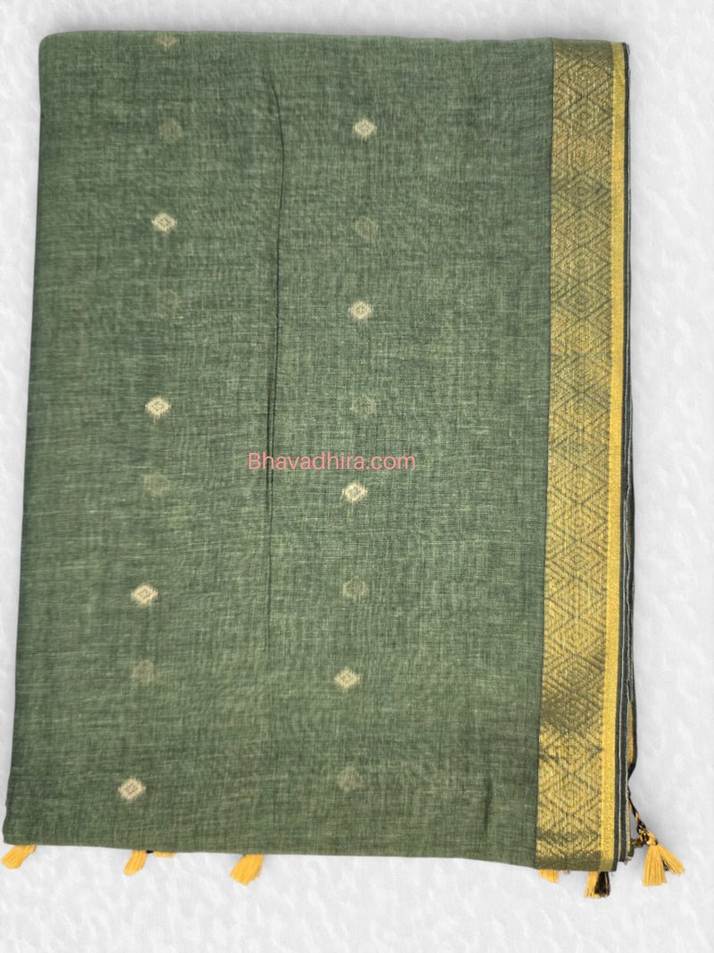 Khadhi Cotton Sarees Lite Green